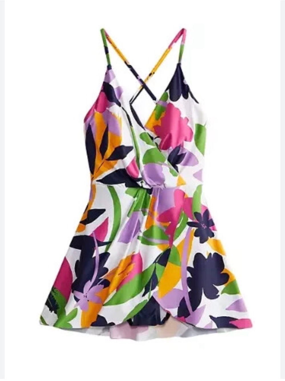 Anne Cole Lush Garden Surplice Maillot Swimdress One Piece